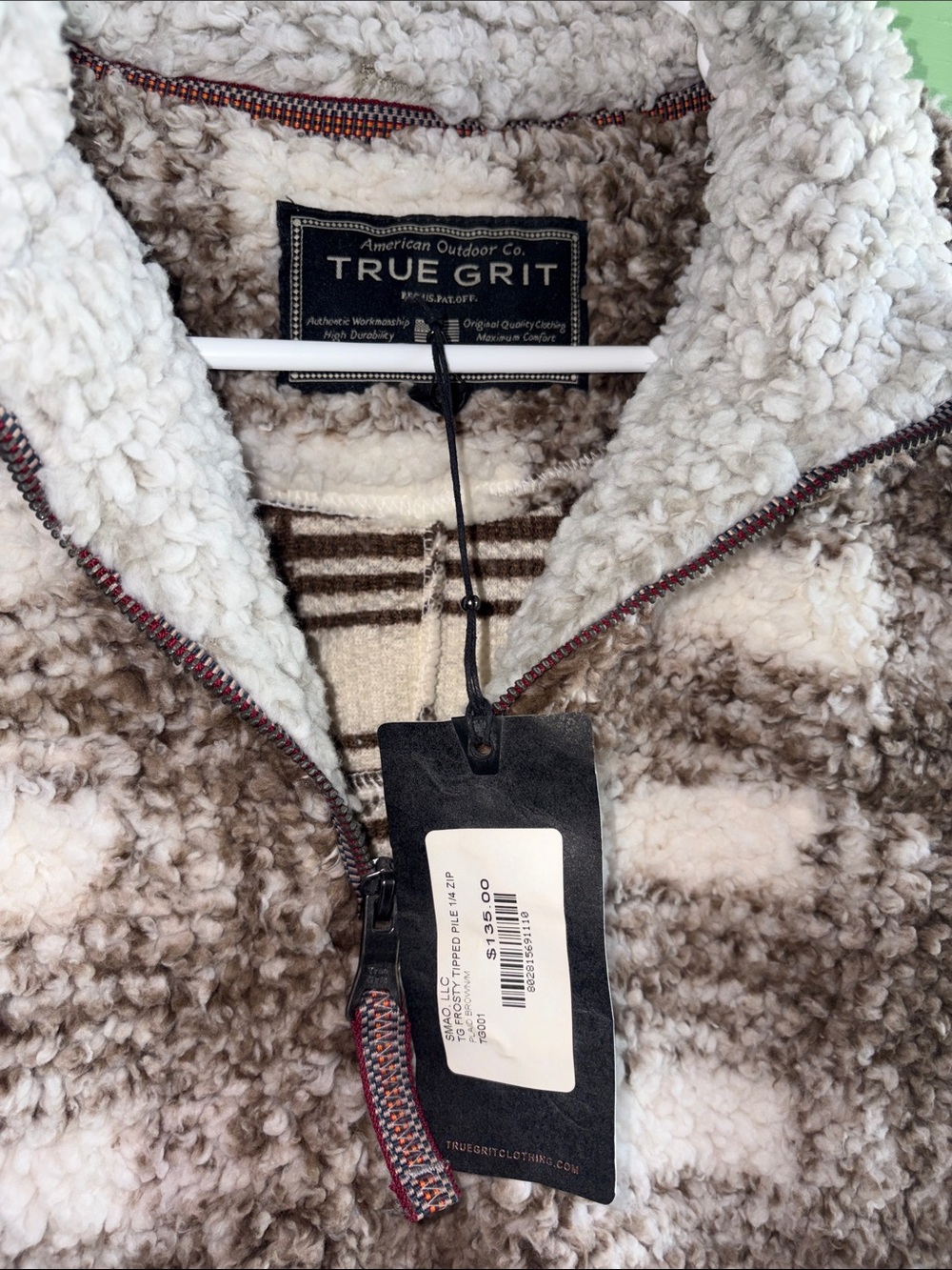 NWT True Grit Plaid Brown Pullover Jacket - Women’s Size Medium - Picture 2 of 5
